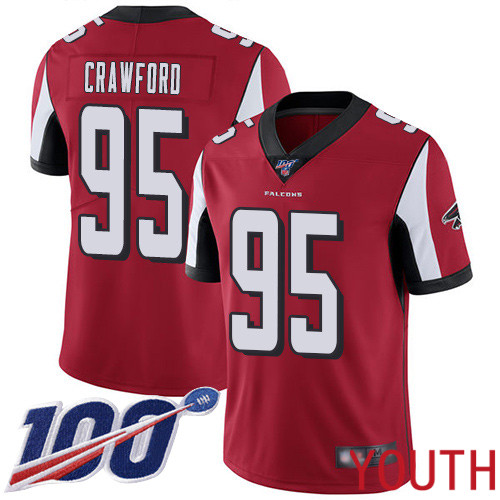 Atlanta Falcons Limited Red Youth Jack Crawford Home Jersey NFL Football #95 100th Season Vapor Untouchable